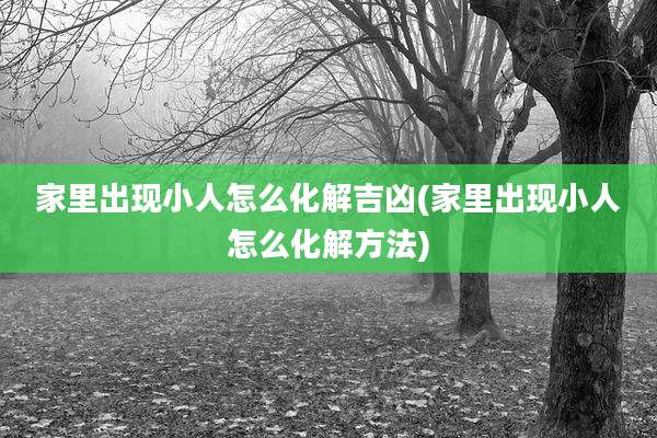 家里出现小人怎么化解吉凶(家里出现小人怎么化解方法)
