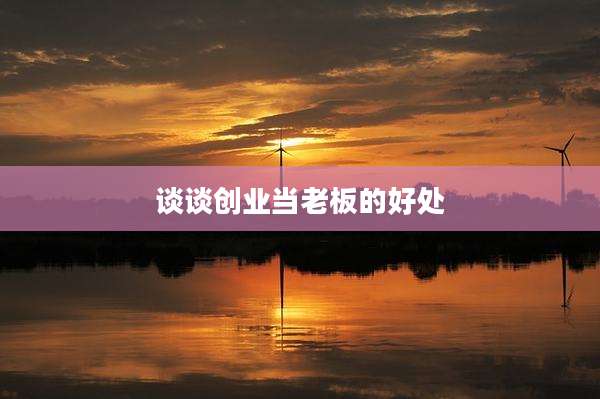 谈谈创业当老板的好处