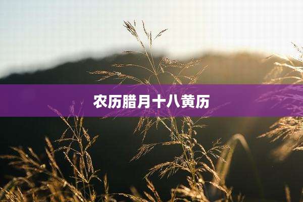 农历腊月十八黄历