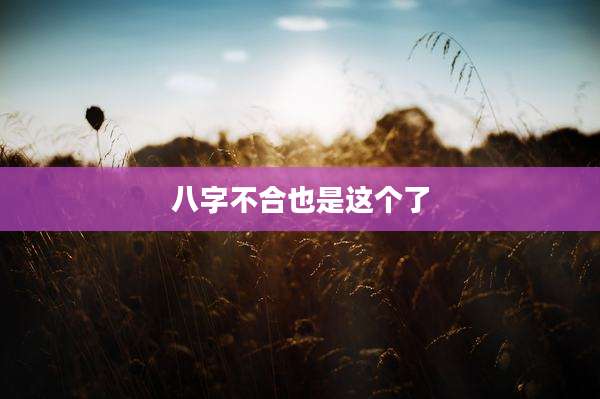 八字不合也是这个了