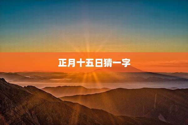 正月十五日猜一字