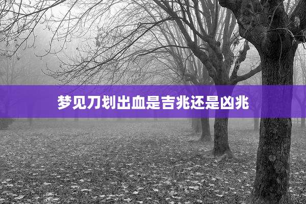 梦见刀划出血是吉兆还是凶兆