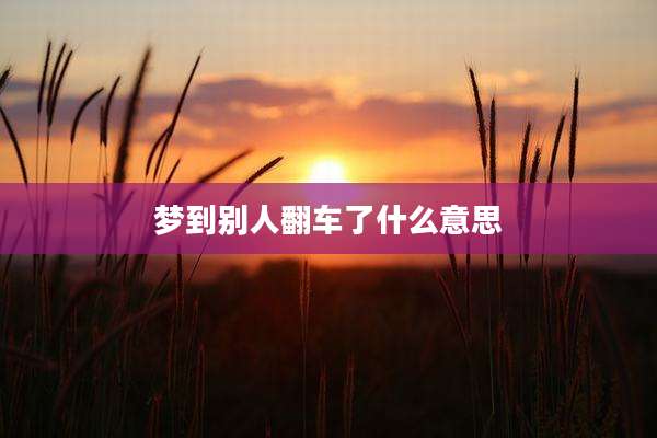 梦到别人翻车了什么意思