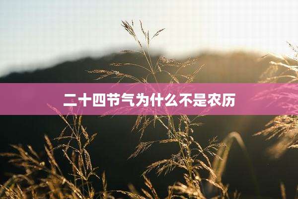 二十四节气为什么不是农历