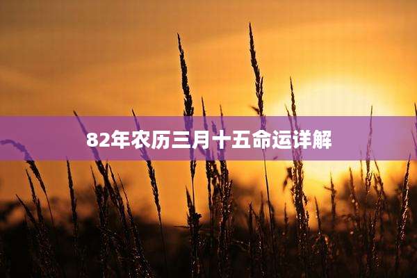 82年农历三月十五命运详解