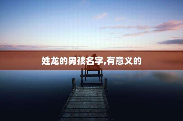 姓龙的男孩名字,有意义的