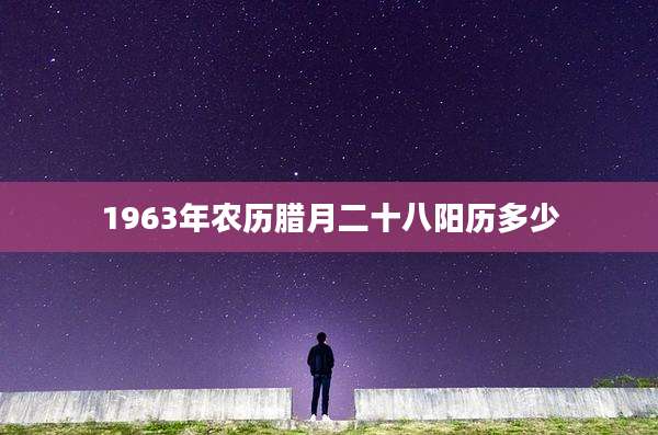 1963年农历腊月二十八阳历多少