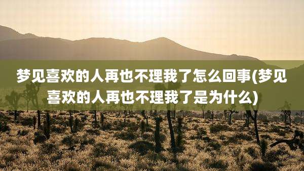 梦见喜欢的人再也不理我了怎么回事(梦见喜欢的人再也不理我了是为什么)