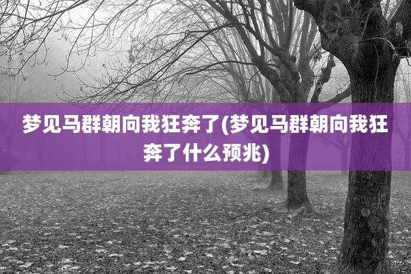 梦见马群朝向我狂奔了(梦见马群朝向我狂奔了什么预兆)