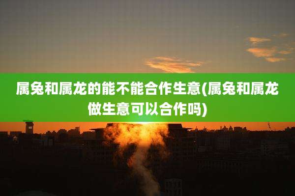 属兔和属龙的能不能合作生意(属兔和属龙做生意可以合作吗)