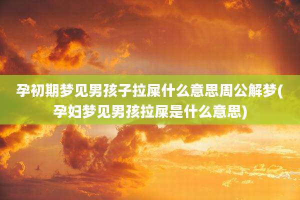 孕初期梦见男孩子拉屎什么意思周公解梦(孕妇梦见男孩拉屎是什么意思)