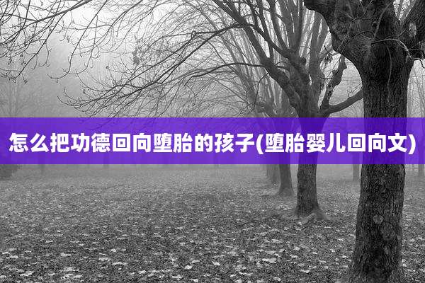 怎么把功德回向堕胎的孩子(堕胎婴儿回向文)
