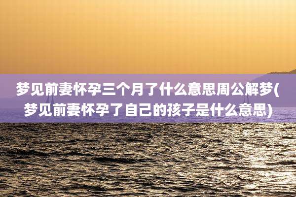 梦见前妻怀孕三个月了什么意思周公解梦(梦见前妻怀孕了自己的孩子是什么意思)