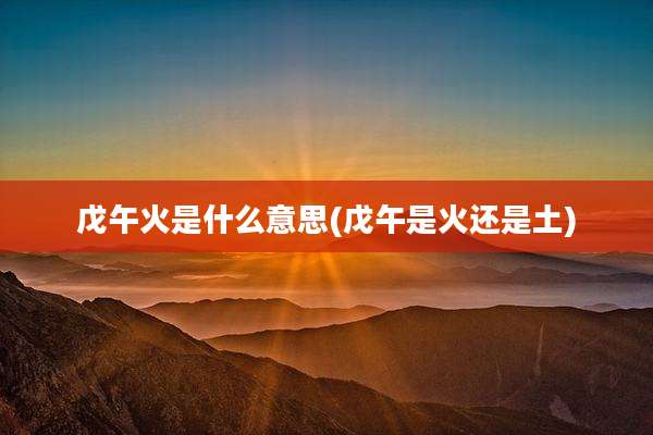 戊午火是什么意思(戊午是火还是土)