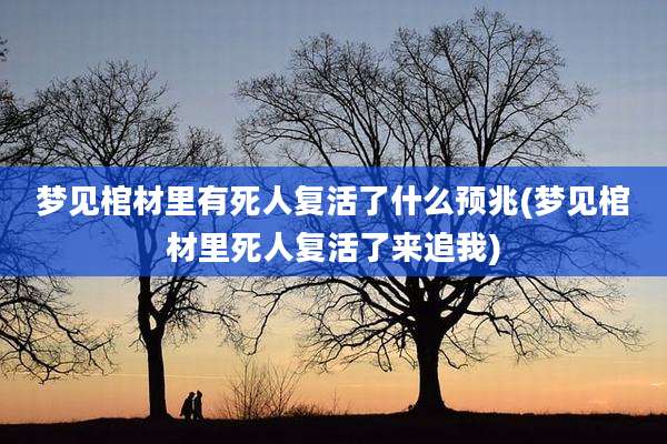 梦见棺材里有死人复活了什么预兆(梦见棺材里死人复活了来追我)