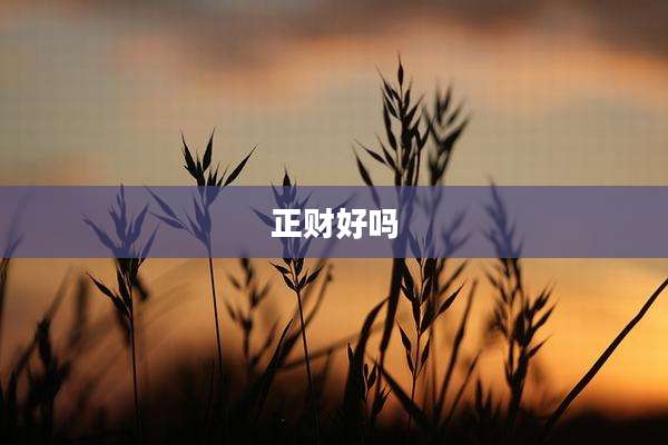 正财好吗