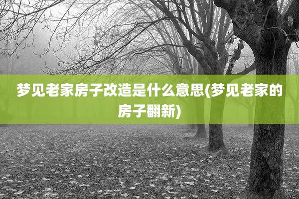 梦见老家房子改造是什么意思(梦见老家的房子翻新)