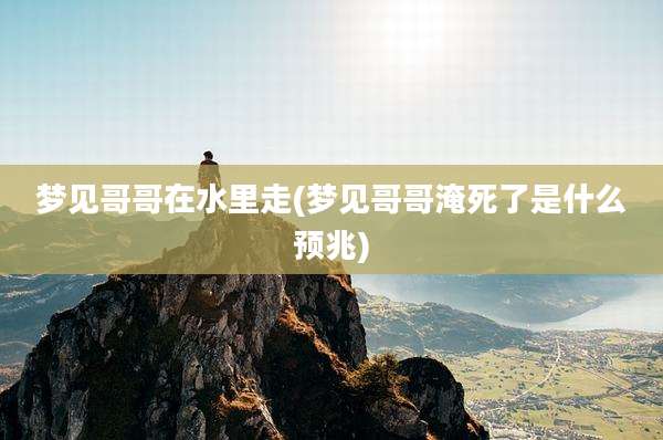 梦见哥哥在水里走(梦见哥哥淹死了是什么预兆)