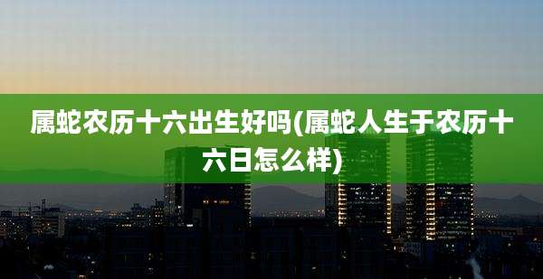 属蛇农历十六出生好吗(属蛇人生于农历十六日怎么样)