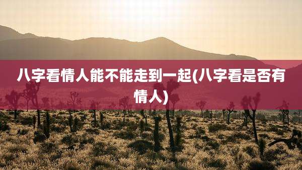 八字看情人能不能走到一起(八字看是否有情人)