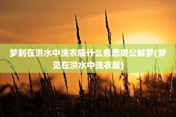 梦到在洪水中洗衣服什么意思周公解梦(梦见在洪水中洗衣服)