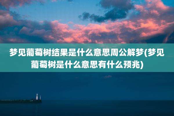 梦见葡萄树结果是什么意思周公解梦(梦见葡萄树是什么意思有什么预兆)