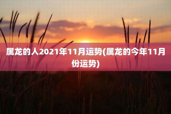 属龙的人2021年11月运势(属龙的今年11月份运势)