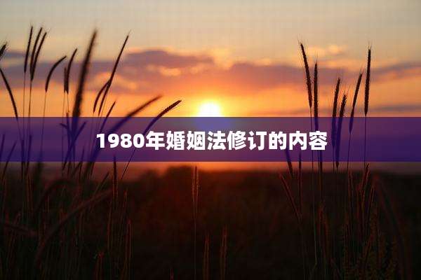 1980年婚姻法修订的内容