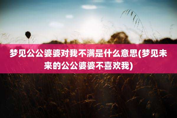 梦见公公婆婆对我不满是什么意思(梦见未来的公公婆婆不喜欢我)