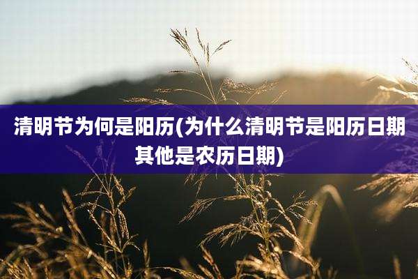 清明节为何是阳历(为什么清明节是阳历日期其他是农历日期)