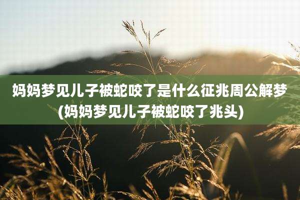 妈妈梦见儿子被蛇咬了是什么征兆周公解梦(妈妈梦见儿子被蛇咬了兆头)