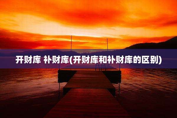开财库 补财库(开财库和补财库的区别)