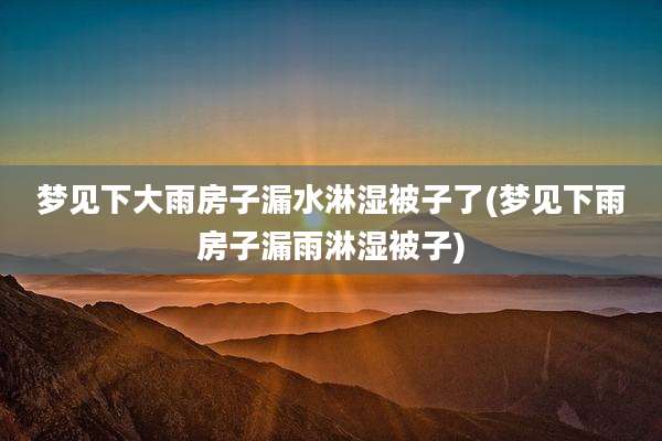 梦见下大雨房子漏水淋湿被子了(梦见下雨房子漏雨淋湿被子)