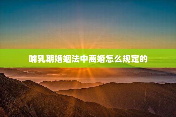 哺乳期婚姻法中离婚怎么规定的