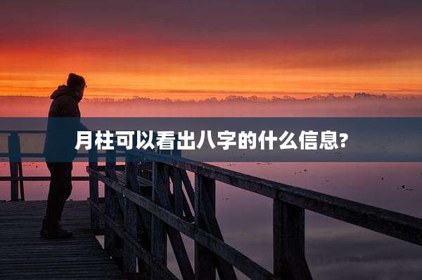 月柱可以看出八字的什么信息?