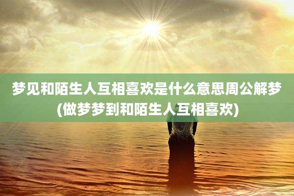 梦见和陌生人互相喜欢是什么意思周公解梦(做梦梦到和陌生人互相喜欢)