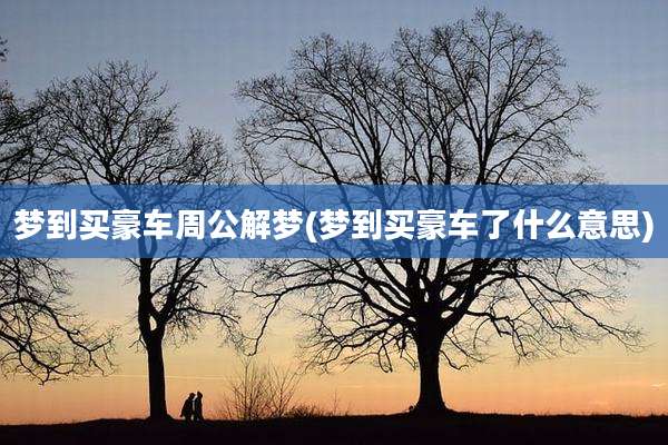 梦到买豪车周公解梦(梦到买豪车了什么意思)