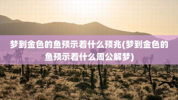 梦到金色的鱼预示着什么预兆(梦到金色的鱼预示着什么周公解梦)