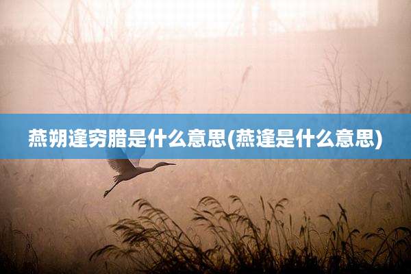 燕朔逢穷腊是什么意思(燕逢是什么意思)