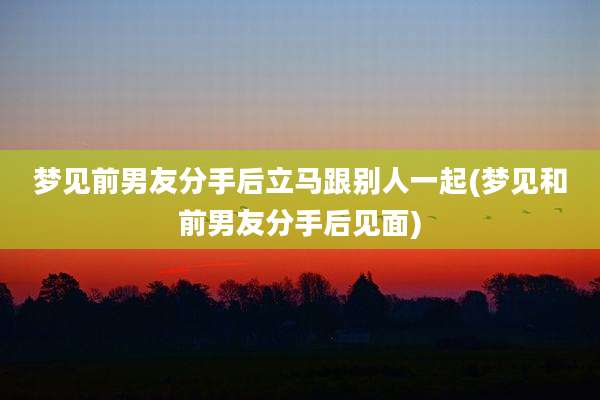 梦见前男友分手后立马跟别人一起(梦见和前男友分手后见面)