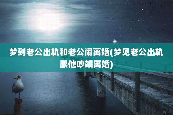 梦到老公出轨和老公闹离婚(梦见老公出轨跟他吵架离婚)