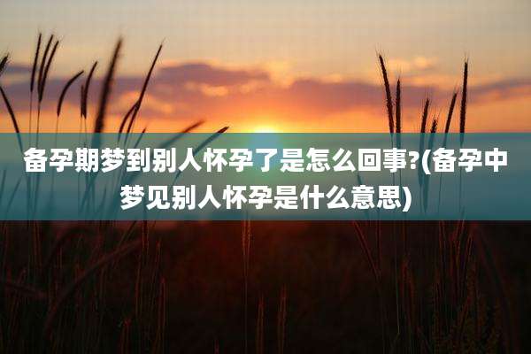 备孕期梦到别人怀孕了是怎么回事?(备孕中梦见别人怀孕是什么意思)