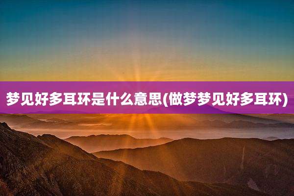 梦见好多耳环是什么意思(做梦梦见好多耳环)