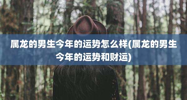 属龙的男生今年的运势怎么样(属龙的男生今年的运势和财运)