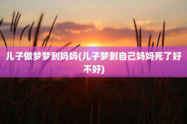 儿子做梦梦到妈妈(儿子梦到自己妈妈死了好不好)
