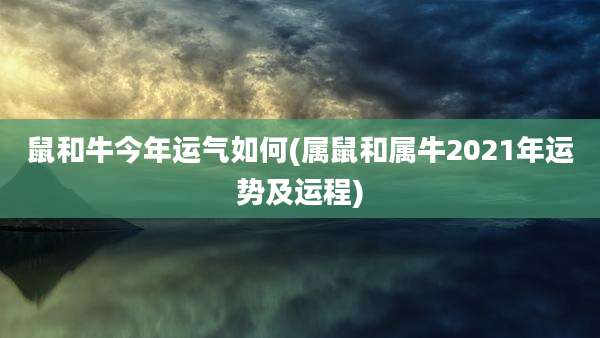 鼠和牛今年运气如何(属鼠和属牛2021年运势及运程)