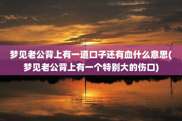 梦见老公背上有一道口子还有血什么意思(梦见老公背上有一个特别大的伤口)