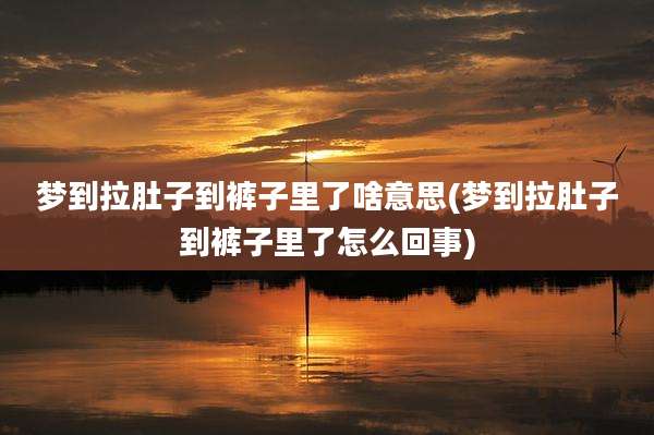 梦到拉肚子到裤子里了啥意思(梦到拉肚子到裤子里了怎么回事)