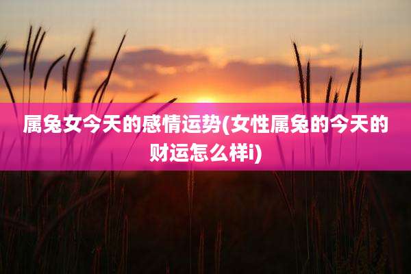属兔女今天的感情运势(女性属兔的今天的财运怎么样i)