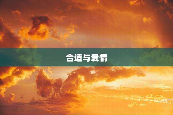 合适与爱情
